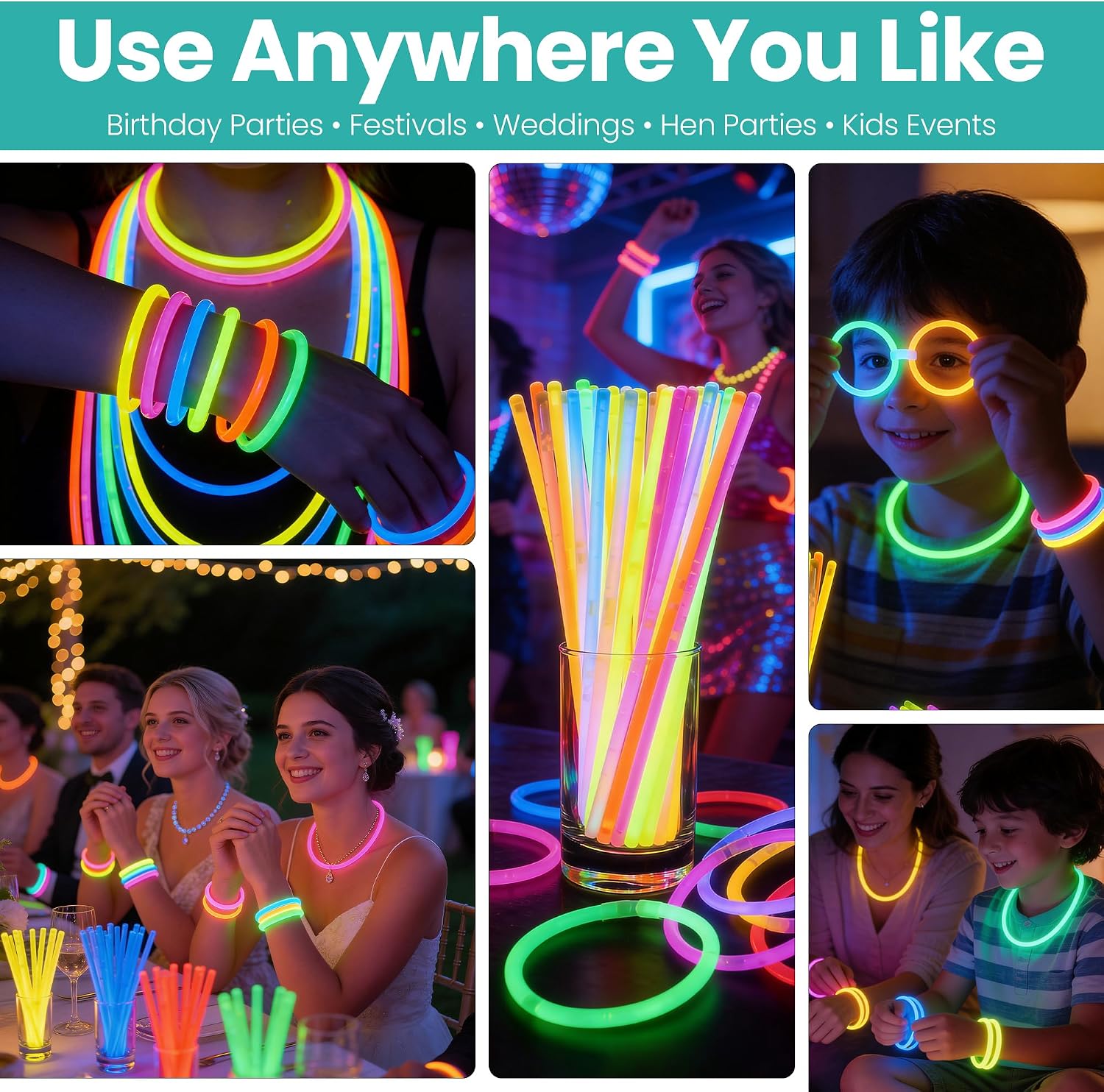 400 Pack Neon Glow Sticks 8", photo 2 of 3