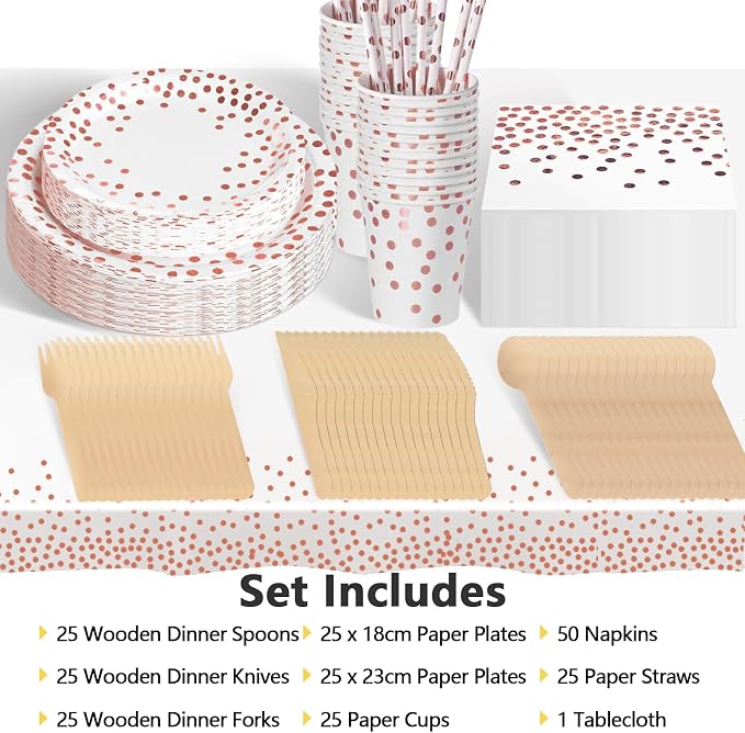 Party Tableware Set, White Rose Gold, photo 4 of 4