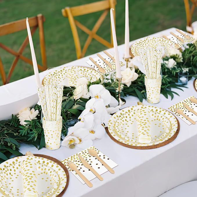 Party Tableware Set, White Gold, photo 1 of 4