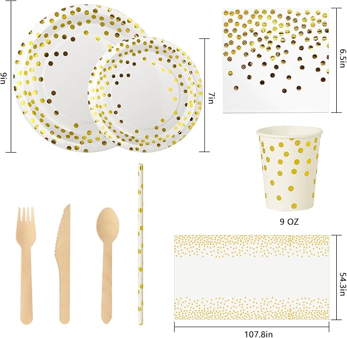 Party Tableware Set, White Gold, photo 2 of 4