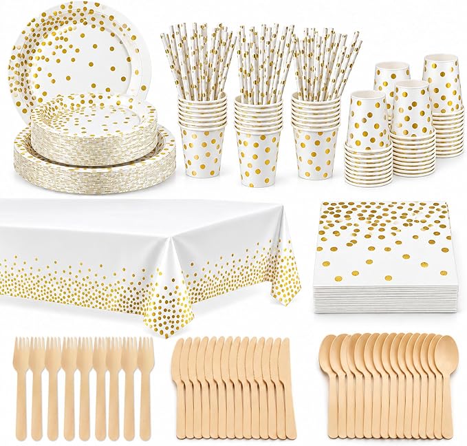 Party Tableware Set, White Gold, photo 4 of 4